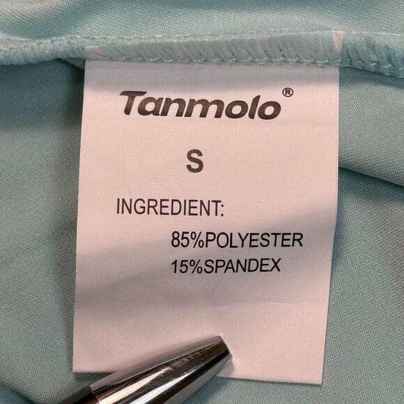 Tanmolo V-Neck Activewear Top Womens Sz S Mint Green Perforated Cap Sleeves NWT - Picture 7 of 16